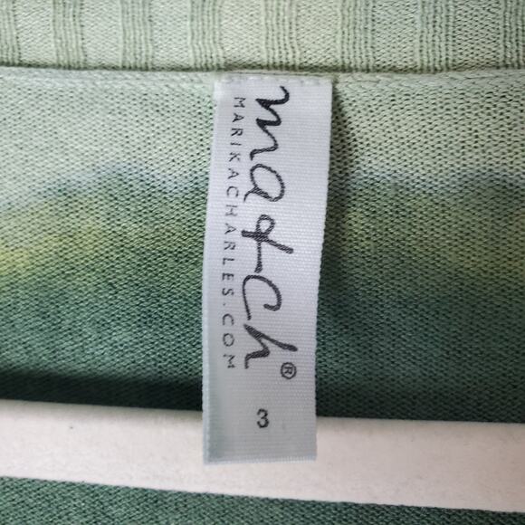 Ma+ch Marika Charles Womens Green Striped Dyed V-Neck Cotton Top Size 3 - Picture 3 of 6